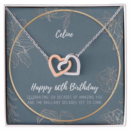 60Th Birthday Interlocking Hearts Necklace