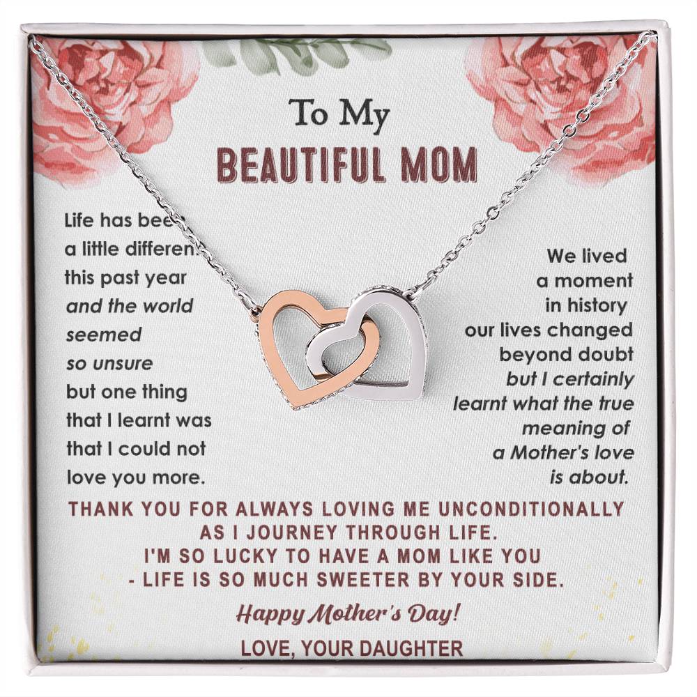 Gift For Mom - True Meaning Of A Mother'S Love - Interlocking Interlocking Hearts Necklace