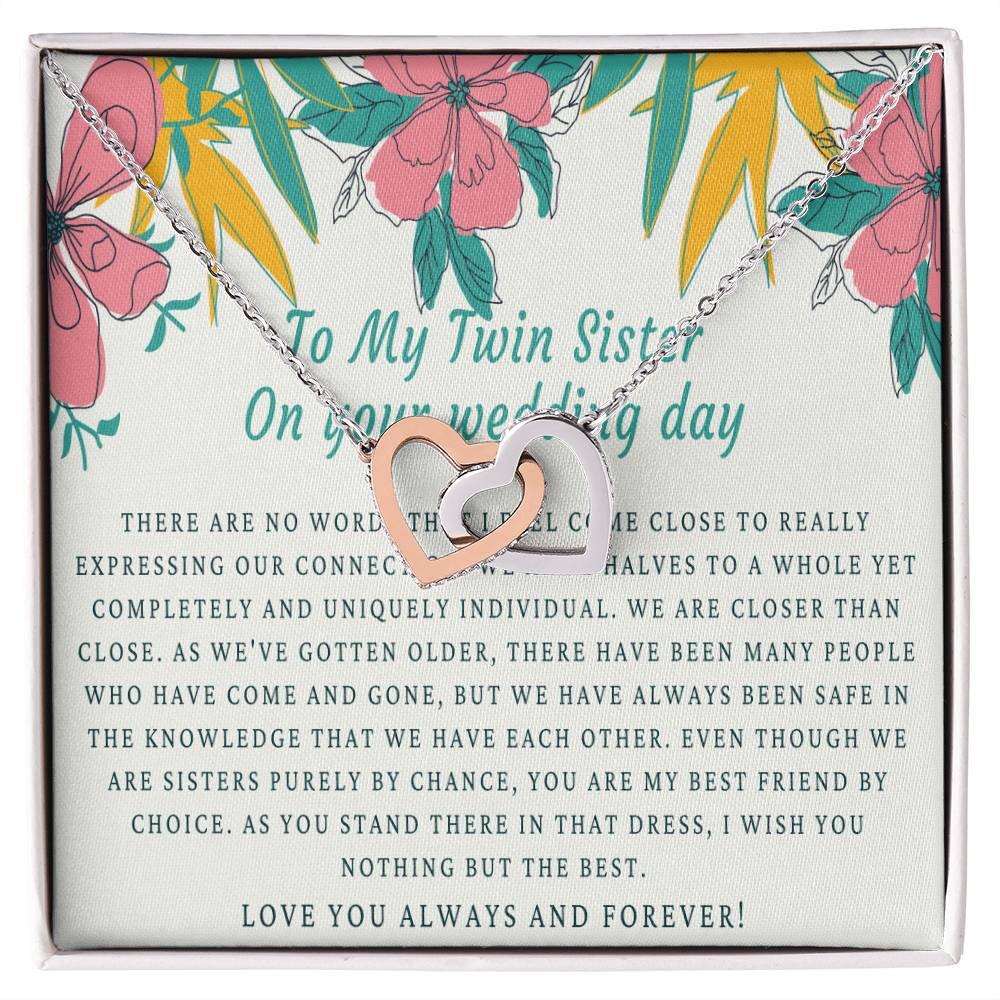 Bride Gift From Sister Sister Wedding Gift From Twin Sister Sister Wedding Necklace Wedding Day Gift For Bride From Sister Interlocking Hearts Necklace