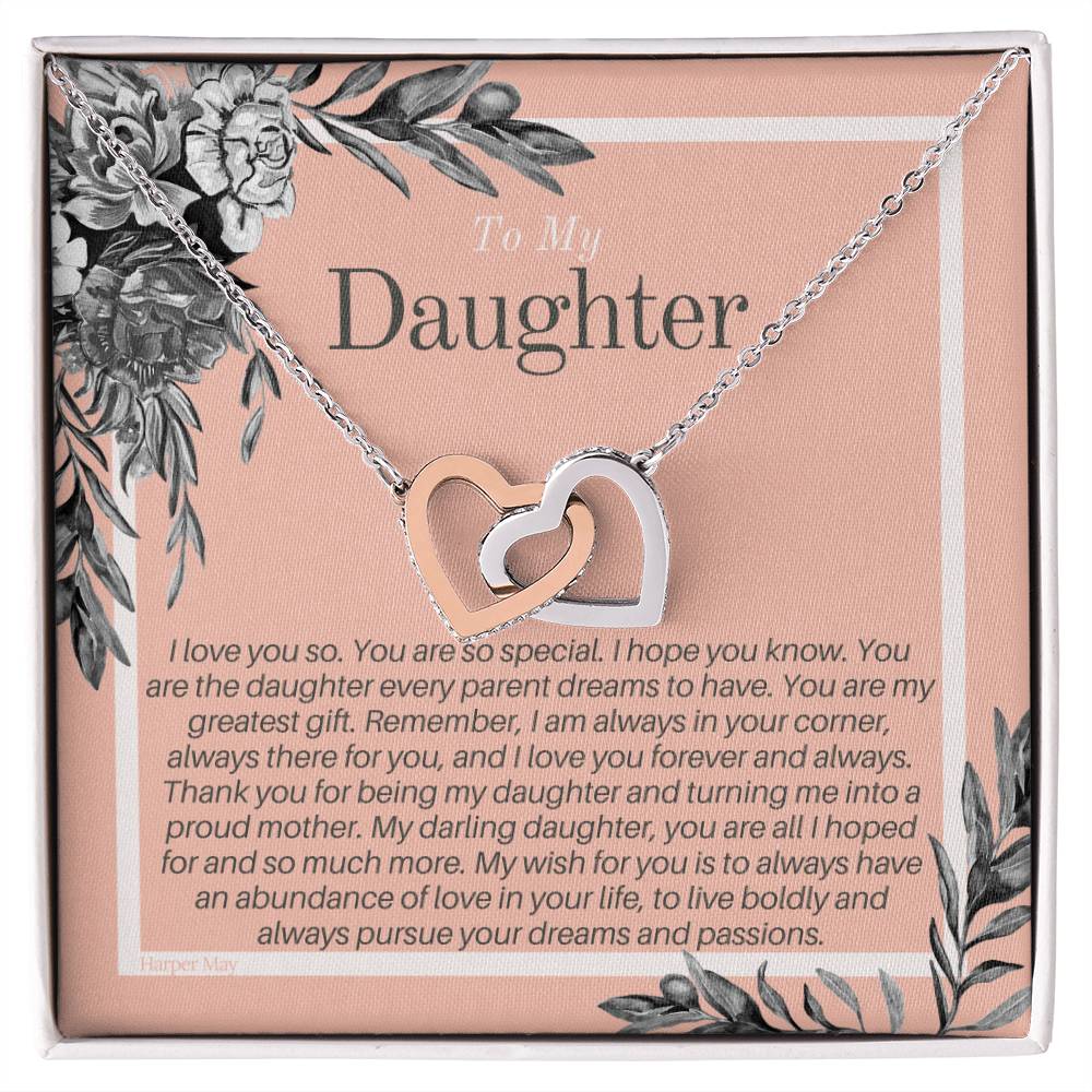 Daughter Gift Interlocking Hearts Necklace