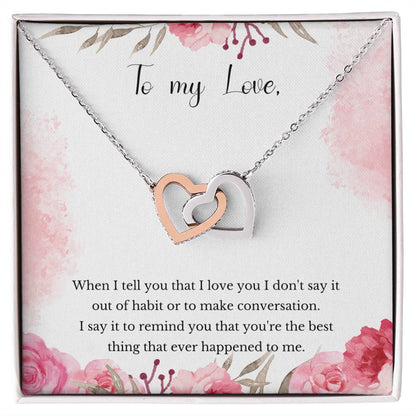 Valentine'S Gift For Girlfriend - You That You'Re The Best Thing That Ever Happened To Me. Interlocking Hearts Necklace