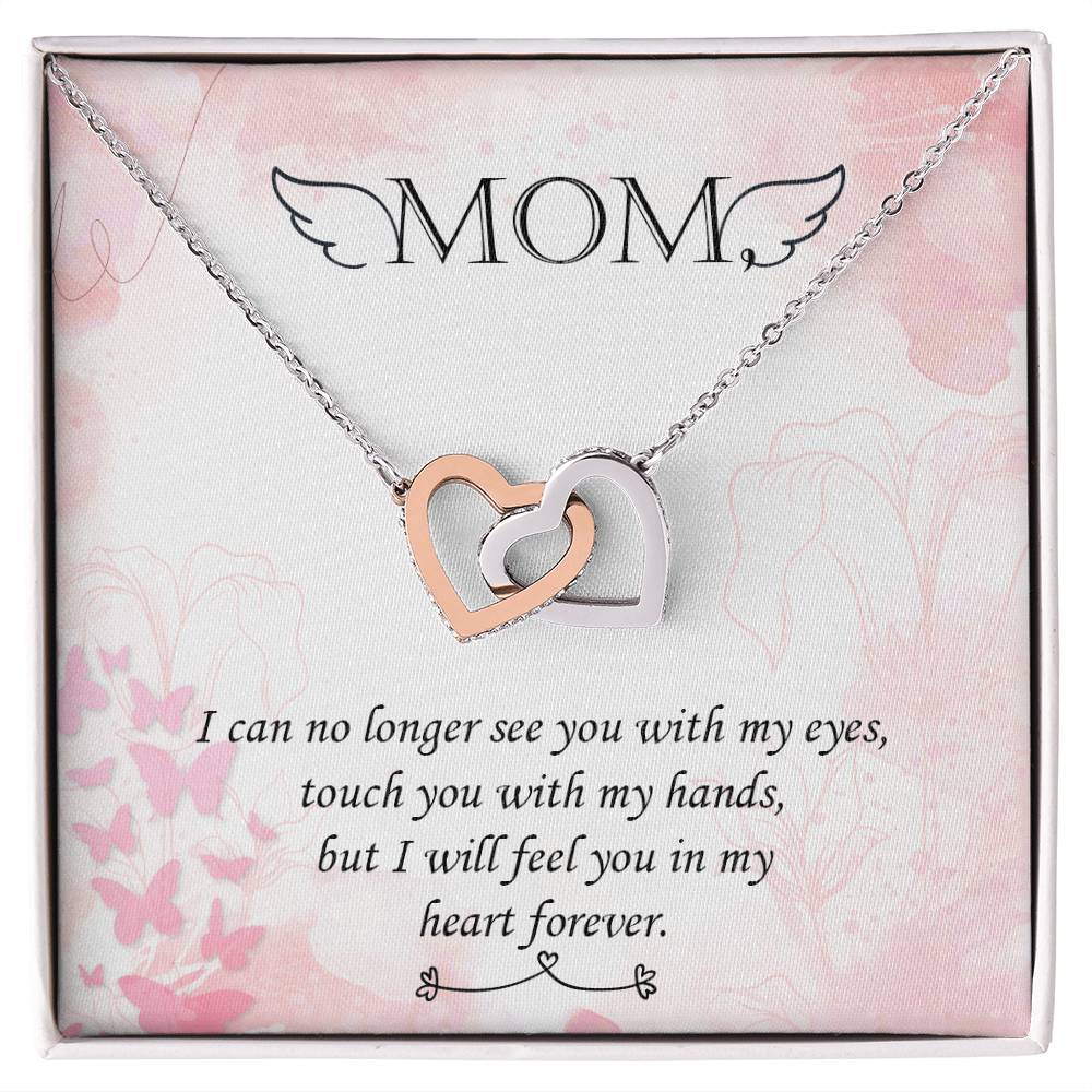 Double Heart Pendant Necklace Remembrance Mom Interlocking Hearts Necklace