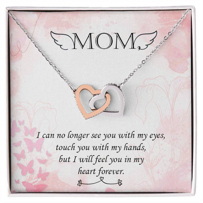 Double Heart Pendant Necklace Remembrance Mom Interlocking Hearts Necklace