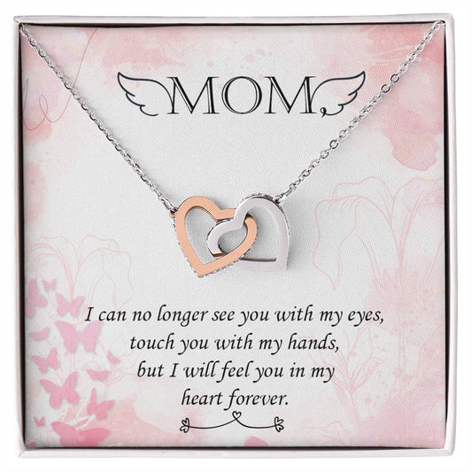 Double Heart Pendant Necklace Remembrance Mom Interlocking Hearts Necklace