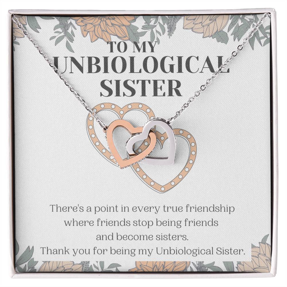 Unbiological Sister Gift Best Friend Necklace Soul Sister Bridesmaid Gift 18Kt Gold Sterling Silver Heart Pendant Jewelry Free Gift Box Interlocking Hearts Necklace