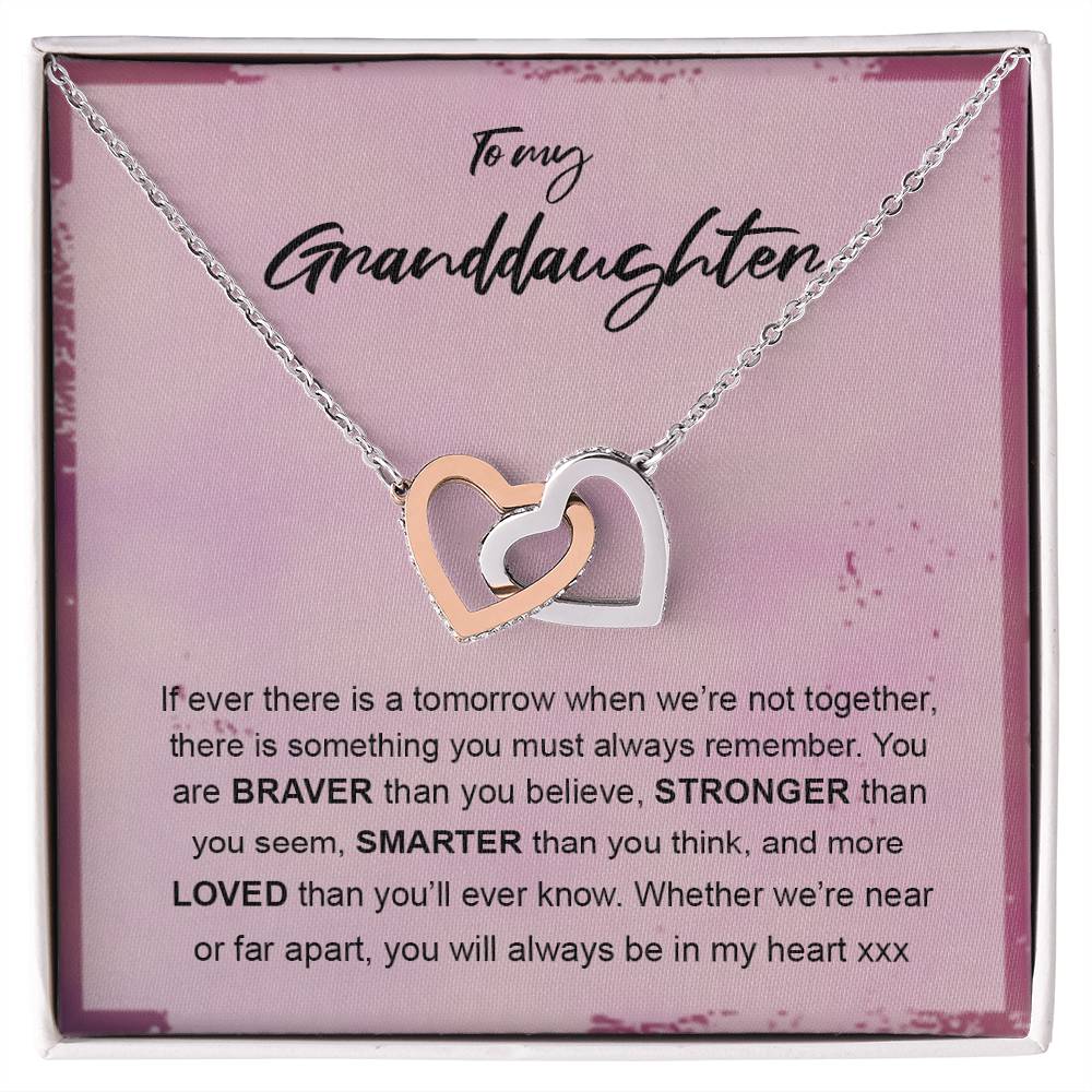 You'Ll Always Be In My Heart Interlocking Hearts Necklace Gift For Granddaughter