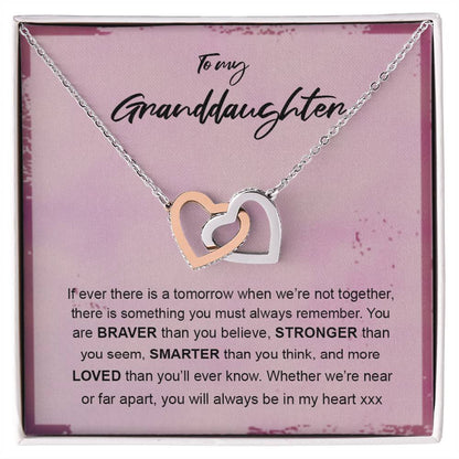 You'Ll Always Be In My Heart Interlocking Hearts Necklace Gift For Granddaughter