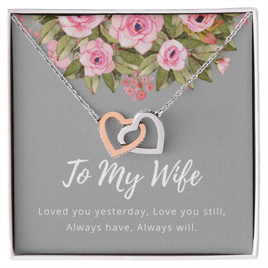 To My Wife Interlocking Heart Necklace Interlocking Hearts Necklace