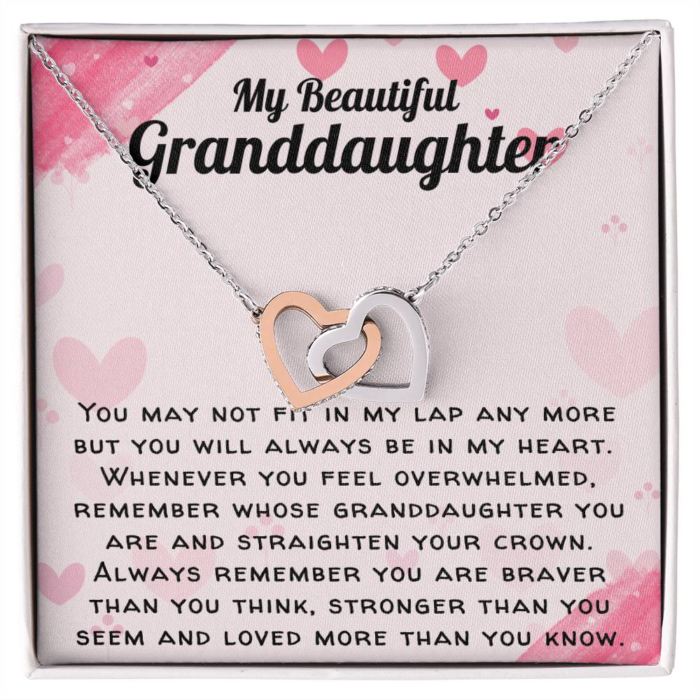 Beautiful Granddaughter Necklace - You Will Always Be In My Heart Interlocking Hearts Necklace