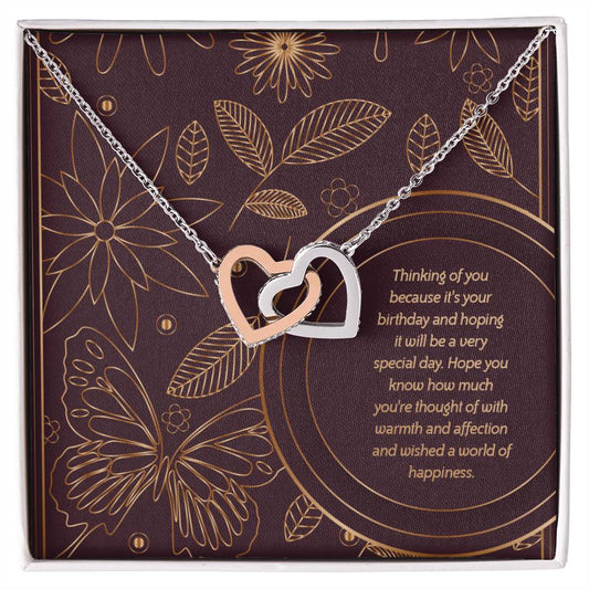 Birthday Edition Wishing You A World Of Happiness Mom! - Interlocking Hearts Necklace