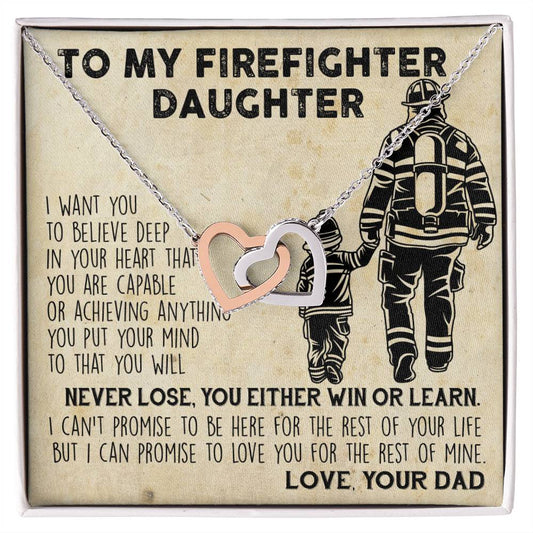 Firefighter Daughter Gift To Firefighter Daughter Gift From Dad Firefighter Daughter Necklace Interlocking Hearts Necklace