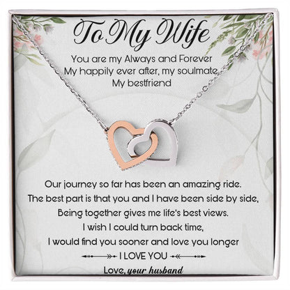 To My Wife Interlocking Hearts Necklace Message Card