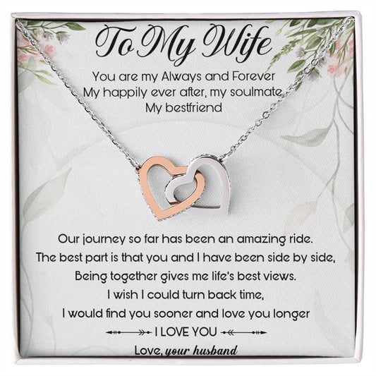 To My Wife Interlocking Hearts Necklace Message Card