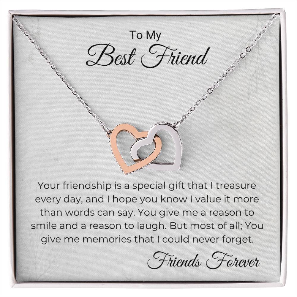 Friendship Is A Special Gift Necklace Interlocking Hearts Necklace