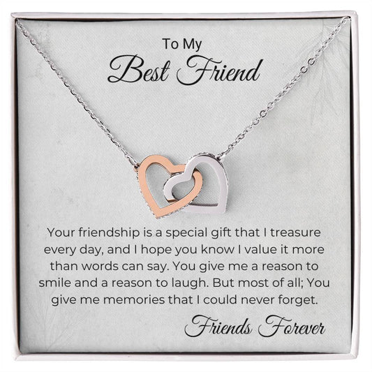 Friendship Is A Special Gift Necklace Interlocking Hearts Necklace