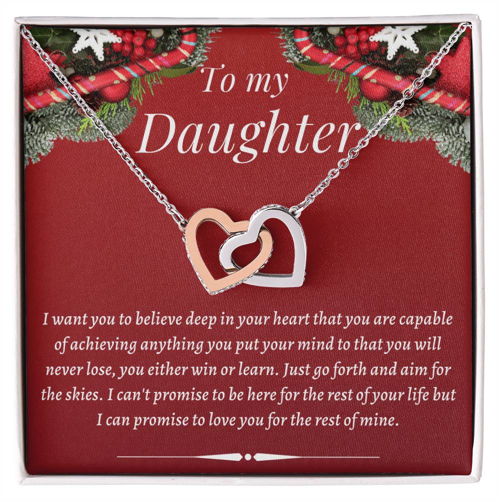 Christmas Gift To Daughter - I Can'T Promise To Be Here For The Rest Of Your Life But I Can Promise To Love You For The Rest Of Mine Interlocking Hearts Necklace