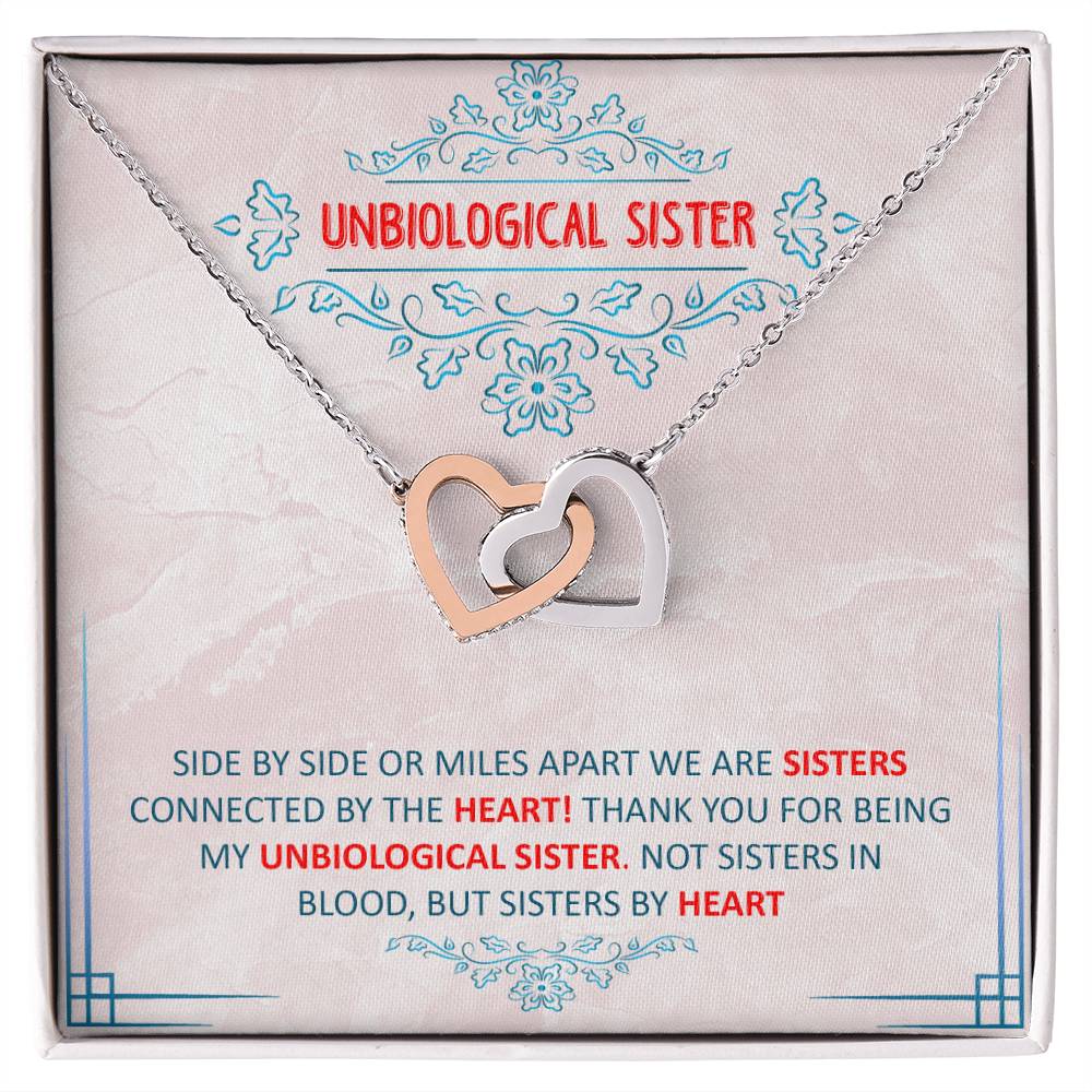 Unbiological Sister Necklace Gift Interlocking Hearts Necklace