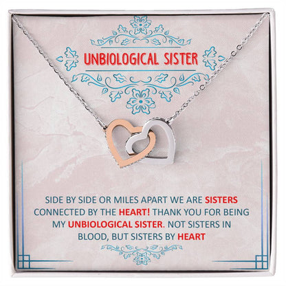 Unbiological Sister Necklace Gift Interlocking Hearts Necklace