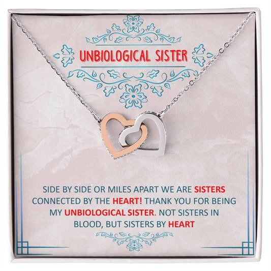 Unbiological Sister Necklace Gift Interlocking Hearts Necklace