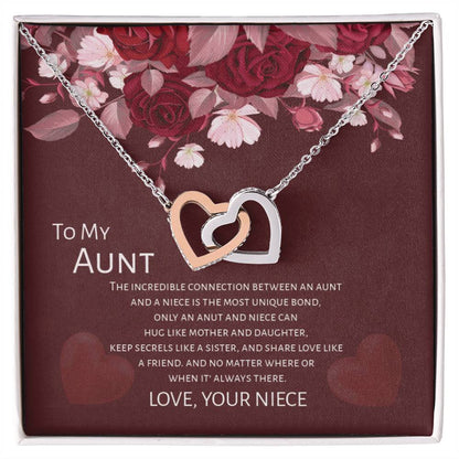 Gift For Aunt - To My Aunt From Niece - Mother'S Day Gift Interlocking Heart Necklace Interlocking Hearts Necklace