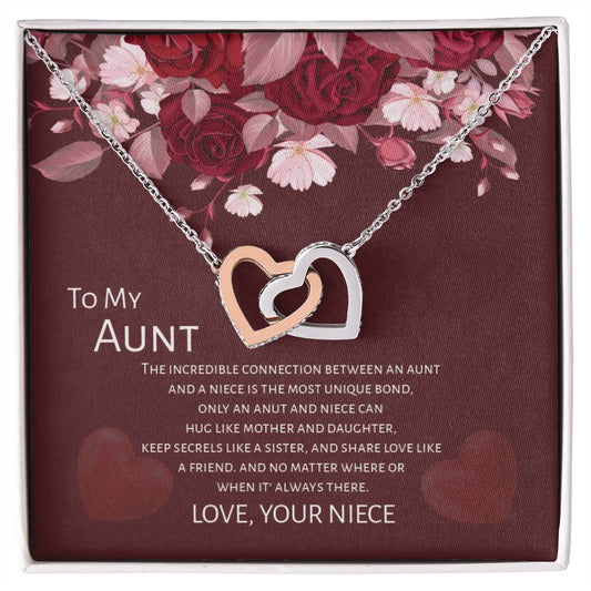 Gift For Aunt - To My Aunt From Niece - Mother'S Day Gift Interlocking Heart Necklace Interlocking Hearts Necklace