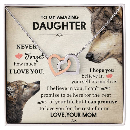 Daughter - Never Forget - Interlocking Hearts Necklace