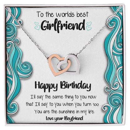 Worlds Best Girlfriend Linked Hearts Necklace Interlocking Hearts Necklace