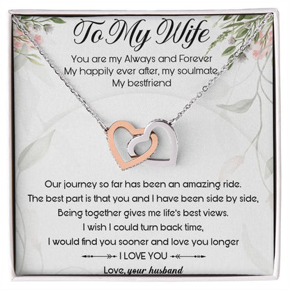 To My Wife Interlocking Hearts Necklace Message Card