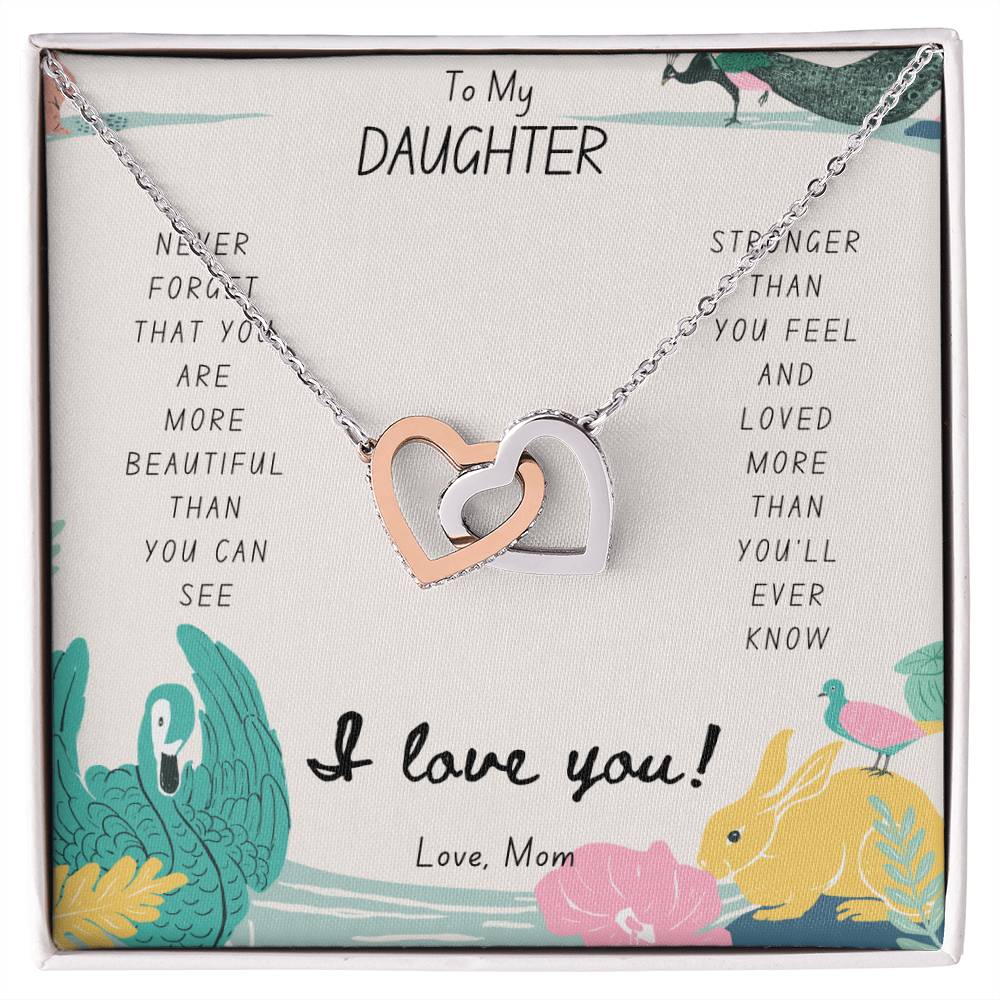 Daughter Gift To My Daughter Necklace From Mom To My Daughter Necklace From Dad Gift For Daughter From Mom Daughters Birthday Gift Interlocking Hearts Necklace