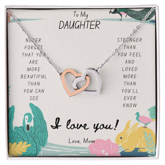 Daughter Gift To My Daughter Necklace From Mom To My Daughter Necklace From Dad Gift For Daughter From Mom Daughters Birthday Gift Interlocking Hearts Necklace