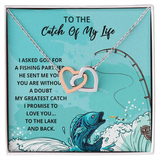 Wife Gift Wife Necklace Infinity Fishing Theme Anniversary Gift For Wife Catch Of My Life Interlocking Hearts Necklace