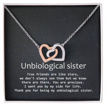 Unbiological Sister Necklace Soul Sister Sorority Sister Sister In Law Necklace Interlocking Hearts Necklace