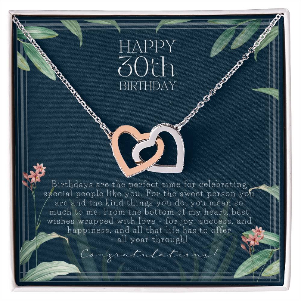 30Th Birthday Gifts For Women Necklace For Her 3 Decade Jewelry 30 Years Old 30Th Birthday Gift Necklace Jewelry Gift For Her Interlocking Hearts Necklace