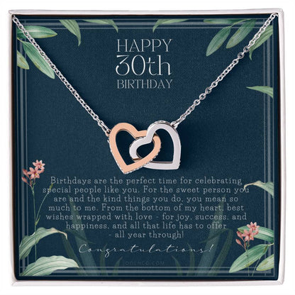 30Th Birthday Gifts For Women Necklace For Her 3 Decade Jewelry 30 Years Old 30Th Birthday Gift Necklace Jewelry Gift For Her Interlocking Hearts Necklace