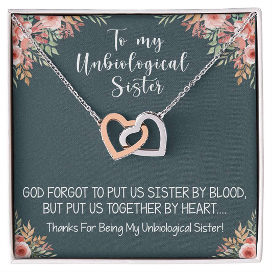 Unbiological Sister Interlocking Hearts Necklace Gift Best Friend Necklace Soul Sister Bridesmaid Gift Bff Gift