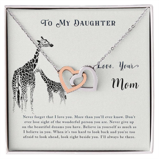 For Daughter - Never Forget That I Love You - Interlocking Hearts Necklace