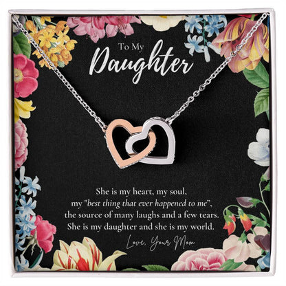 Daughter Gift To My Daughter Necklace From Mom To My Daughter Necklace Gift For Daughter From Mom Interlocking Hearts Necklace