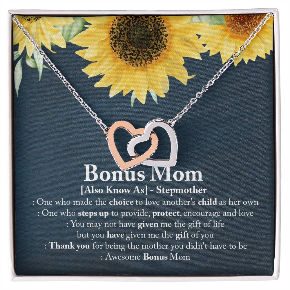 Awesome Bonus Mom - Interlocking Heart Necklace Interlocking Hearts Necklace