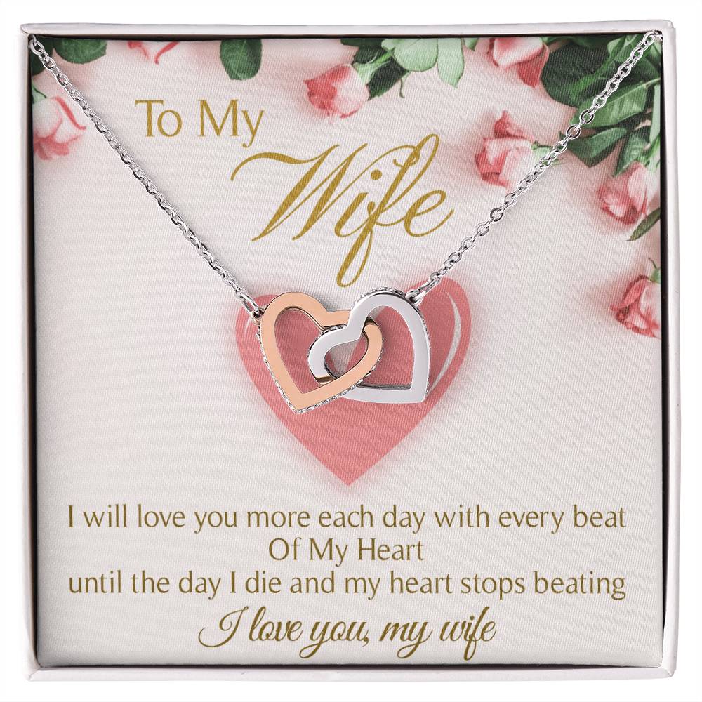 To My Wife Interlocking Hearts Necklace Message Card