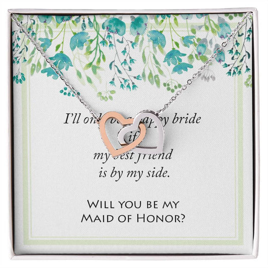 Will You Be My Maid Of Honor Bridal Wedding Jewelry Interlocking Hearts Necklace