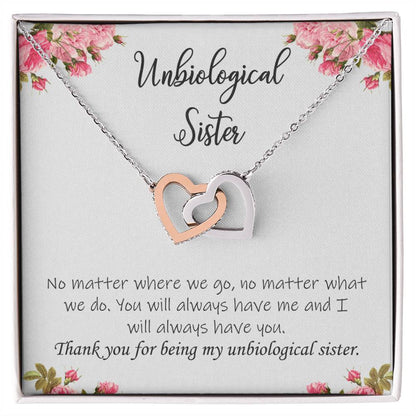 Unbiological Sister Necklace Soul Sister Sorority Sister Sister In Law Necklace Interlocking Hearts Necklace