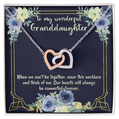 To My Wonderful Granddaughter Our Hearts Will Always Be Connected Necklace Gift From Grandmother Gift From Grandfather Interlocking Hearts Necklace
