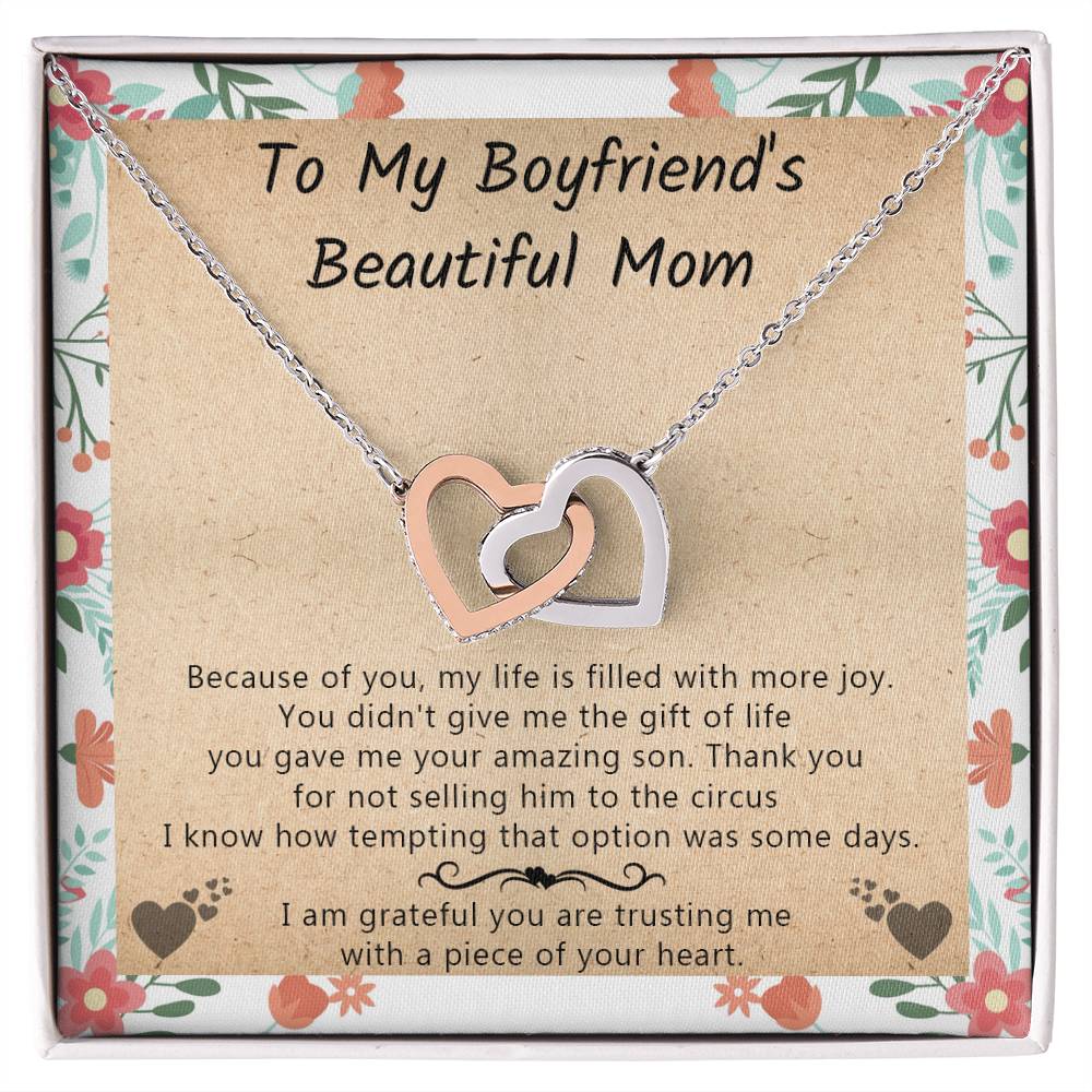 Gift For Boyfriend'S Mom - My Life Is Filled With More Joy - Interlocking Interlocking Hearts Necklace