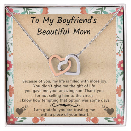 Gift For Boyfriend'S Mom - My Life Is Filled With More Joy - Interlocking Interlocking Hearts Necklace
