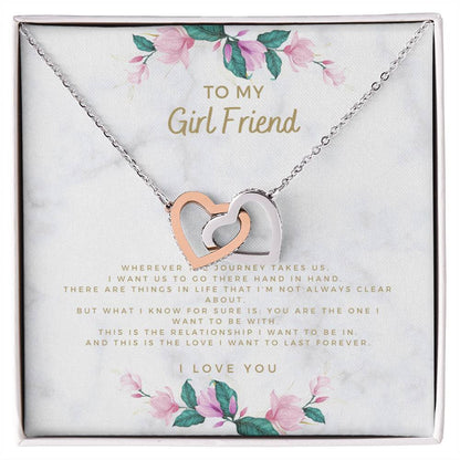 Wherever The Journey Takes Us Necklace Gift For Girlfriend From Boyfriend Interlocking Hearts Necklace