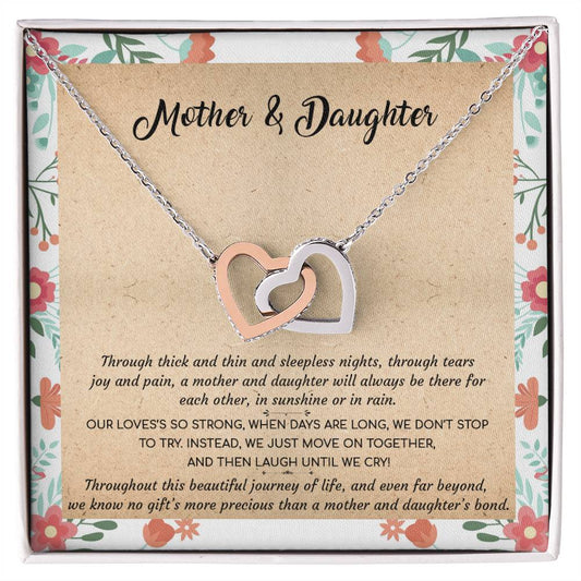 Gift For Mom - Mother & Daughter - Interlocking Interlocking Hearts Necklace