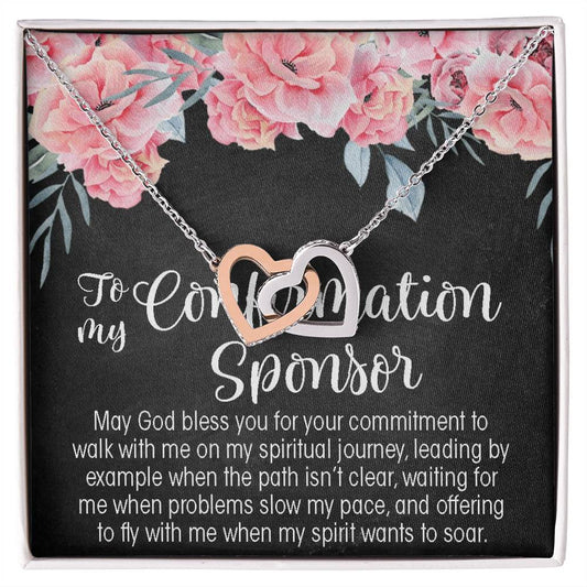 Confirmation Sponsor Interlocking Hearts Necklace Gift For Women Sponsor Confirmation Necklace Gifts For Sponsors Religious Thank You Gift