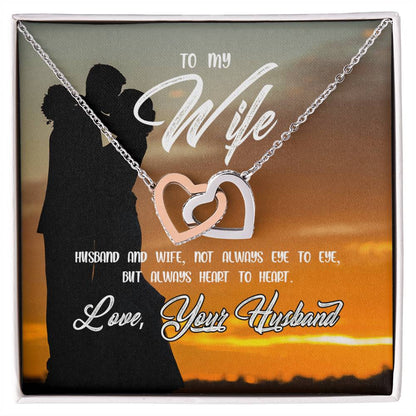 To My Wife- Always Heart To Heart Necklace Interlocking Hearts Necklace