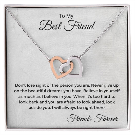 Don'T Lose Sight Of The Person You Are Interlocking Hearts Necklace
