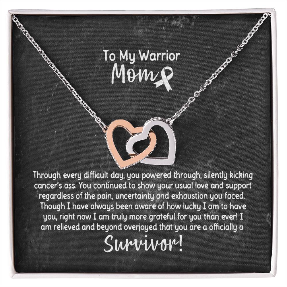 Warrior Mom Survivor Necklace Interlocking Hearts Necklace